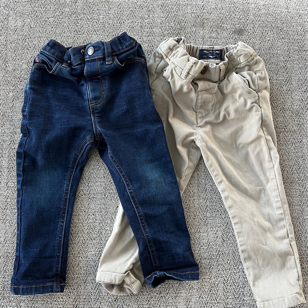 Next Kids Dark Blue Jeans and Beige Chinos